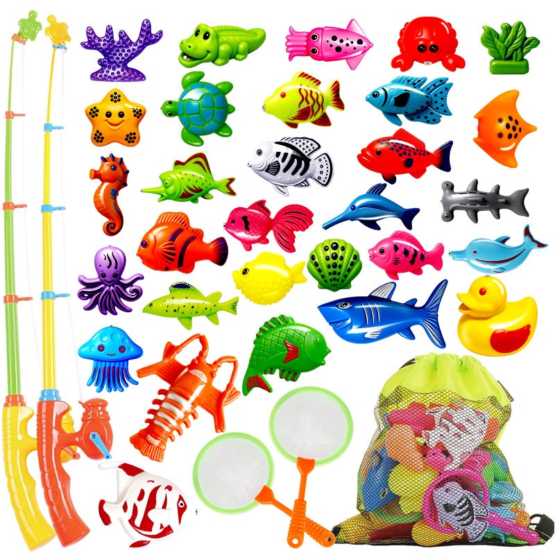 Goody King Magnetic Fishing Game Pool Toys for Kids - Outdoor Indoor Water Table Toys Carnival Party Water Bath Toy for Toddlers 1-3 4 5 6 Years Old 2 Players Gift (Medium) - Image 1